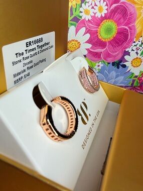 The Times Together Rose Gold Huggie Earring Set - Rose